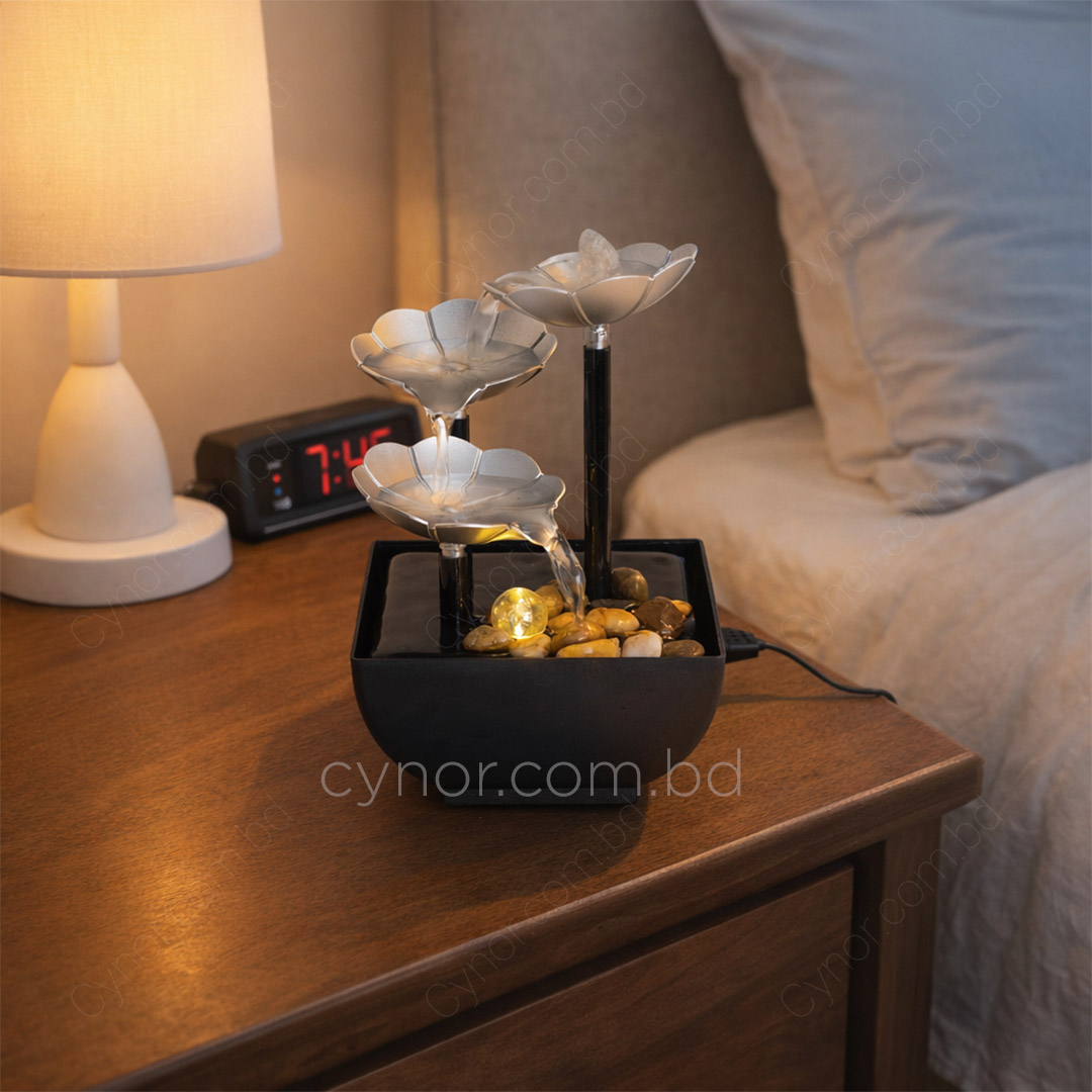 USB-Powered Small Size LED Waterfall Fountain Feng Shui Tabletop Decor with Decorative Stones - Image 2