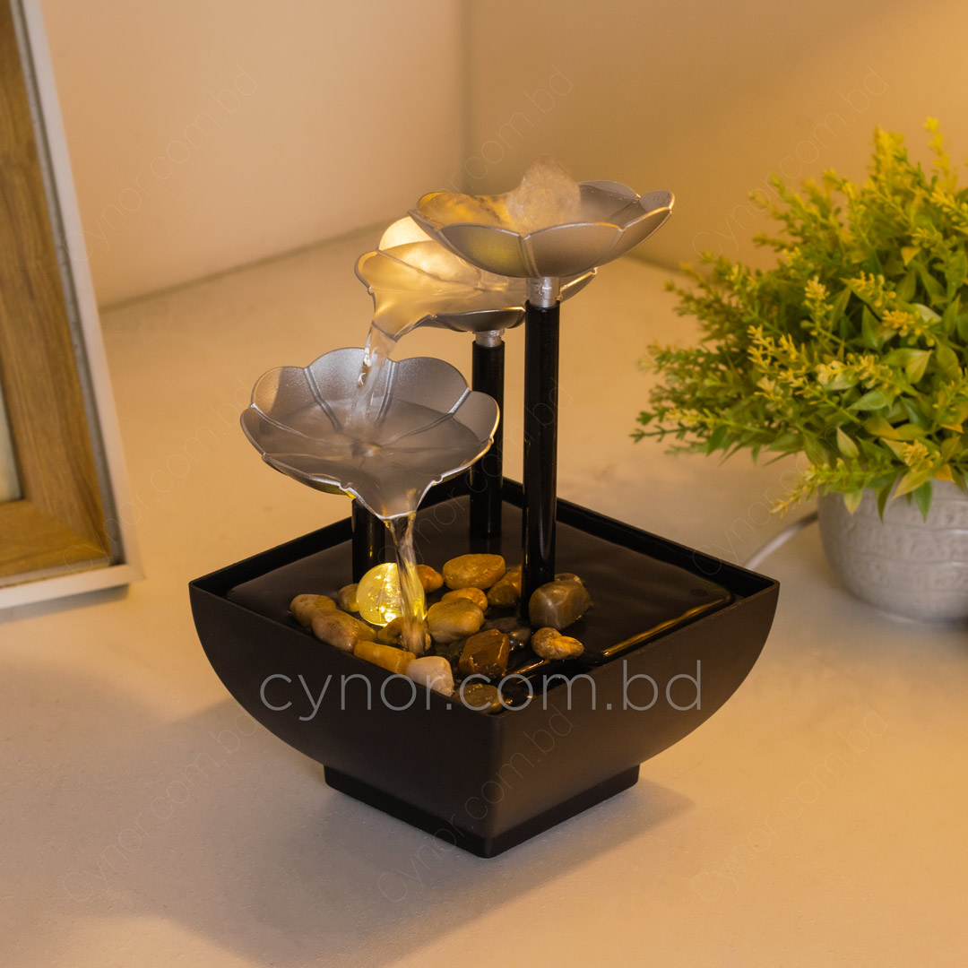 USB-Powered Small Size LED Waterfall Fountain Feng Shui Tabletop Decor with Decorative Stones - Image 3