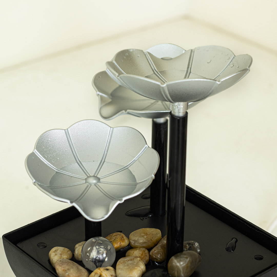 USB-Powered Small Size LED Waterfall Fountain Feng Shui Tabletop Decor with Decorative Stones - Image 4