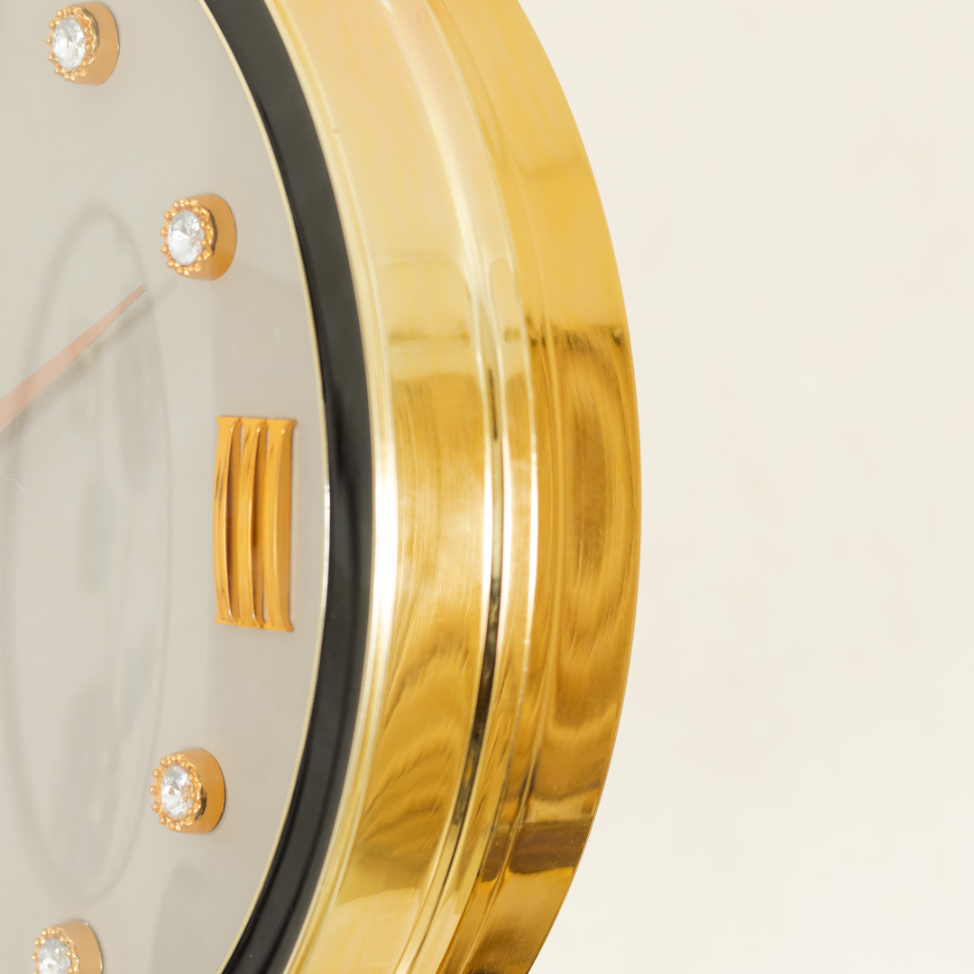 Golden Color Fiber Body Beige Color Dial Double Sided Station Wall Clock - Image 7