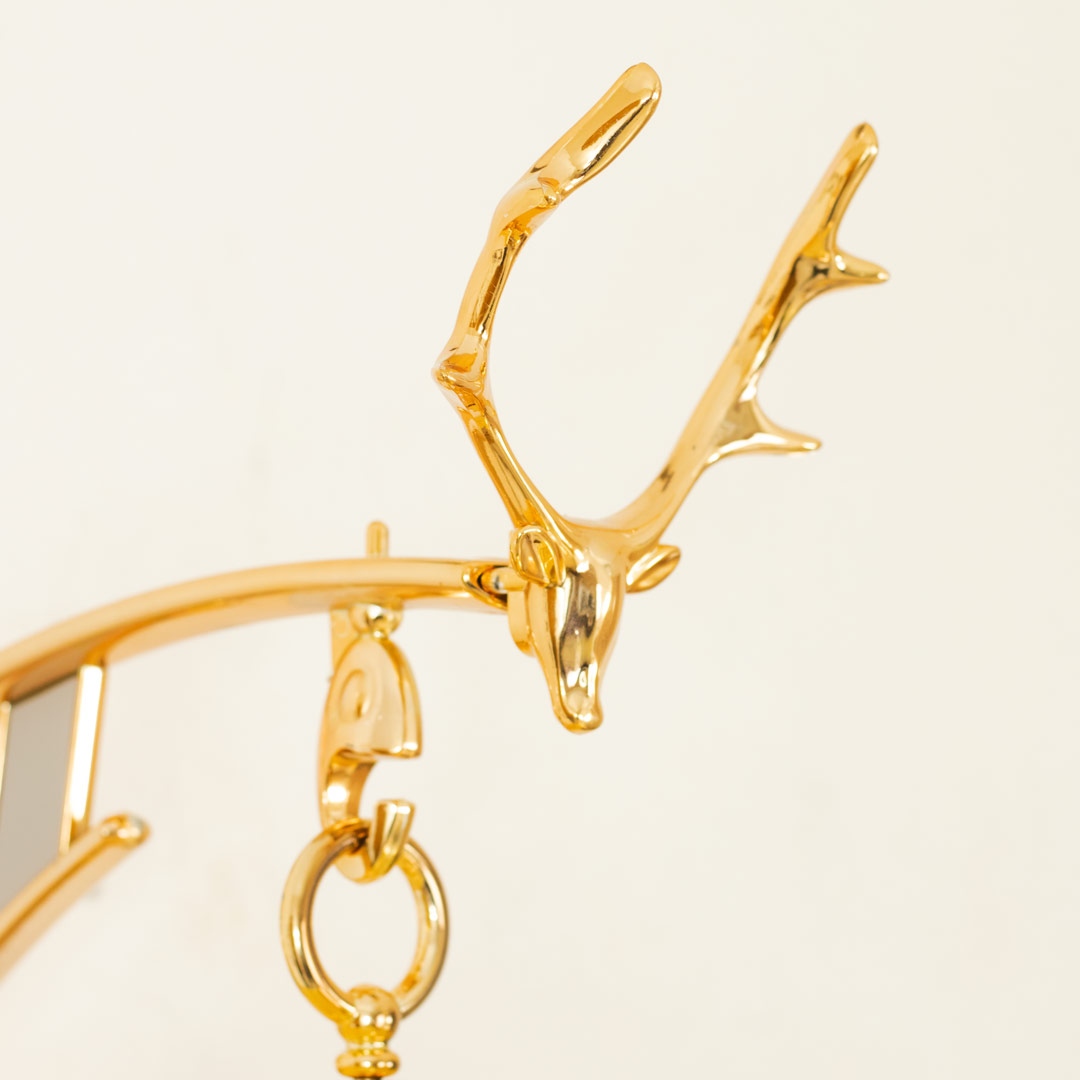 Golden Color Fiber Body Beige Color Dial Double Sided Station Wall Clock - Image 8