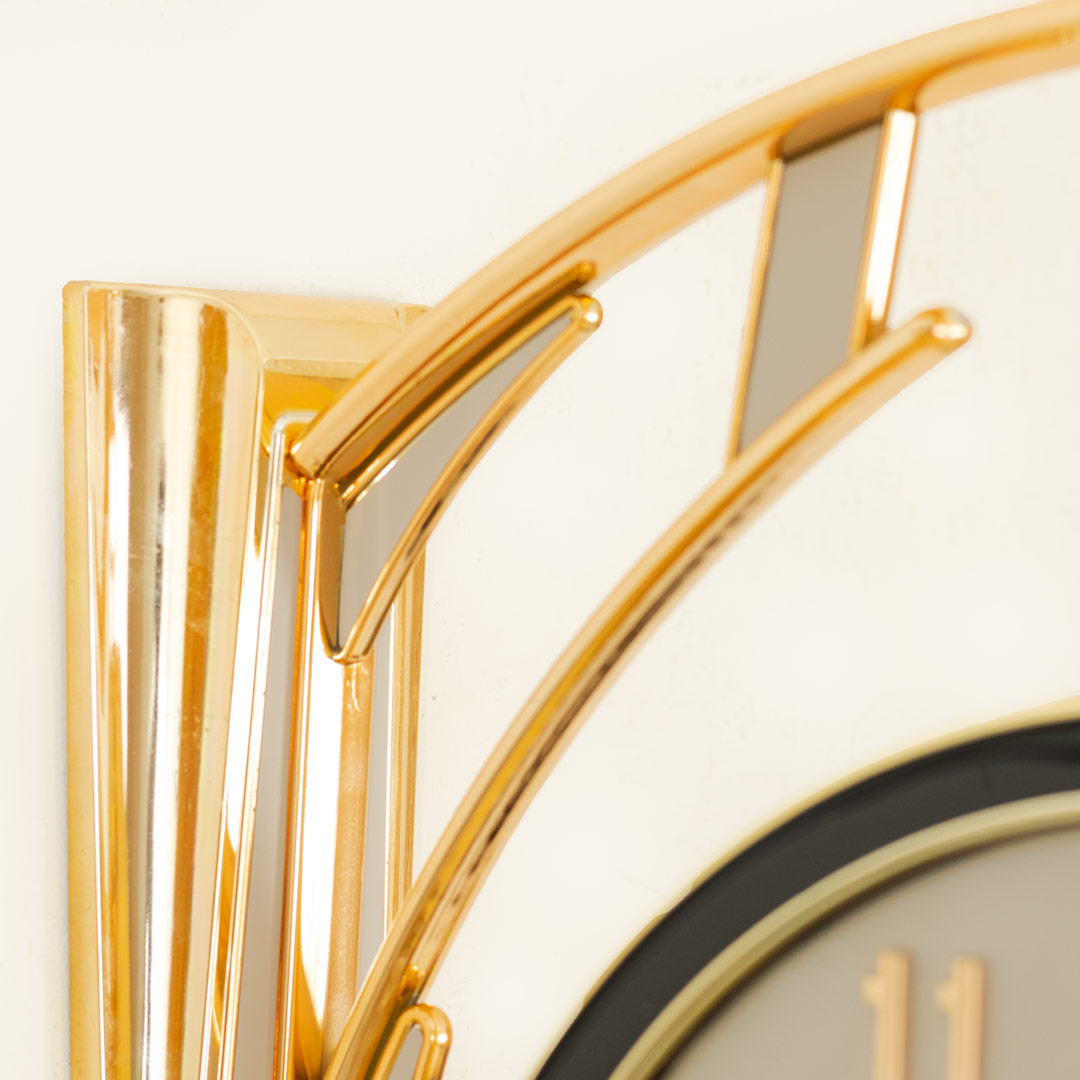 Golden Color Fiber Body Beige Color Dial Double Sided Station Wall Clock - Image 9