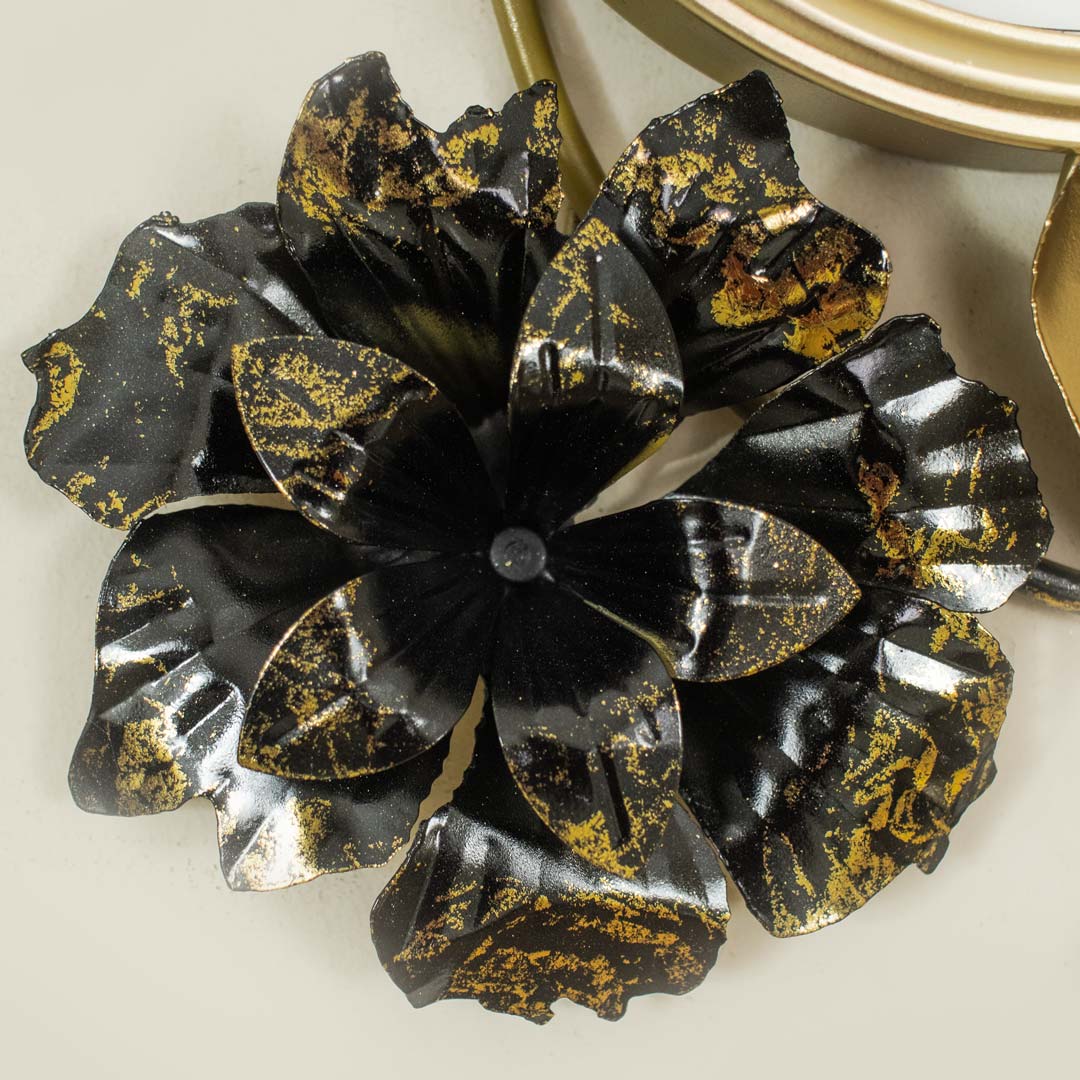 Metal Body Stainless Steel Design Golden and White Color Leaf and Flower Design Glass Dial Wall Clock - Image 12