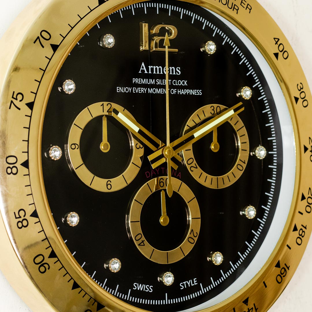 High Quality Stainless Steel Body with Chronograph Style Glass Dial Pendulum Wall Clock - Image 7