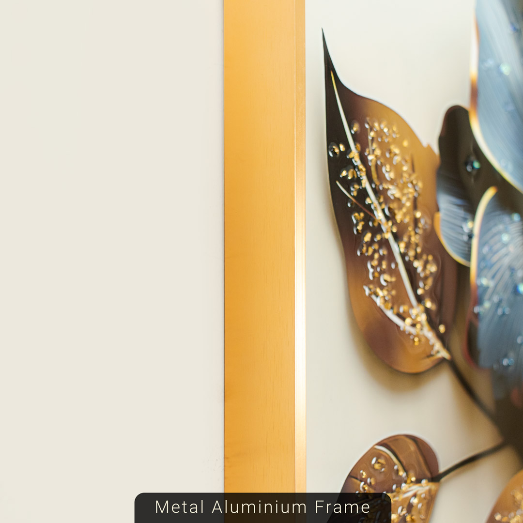 Abstract Floral Wall Art Frame with Resin Stone Design and Aluminium Frame - Image 11