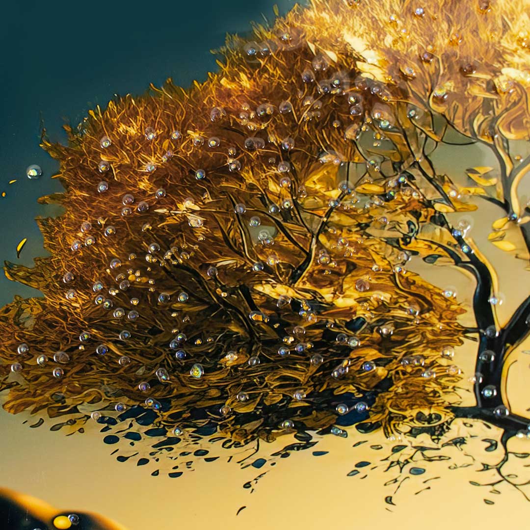 Golden Tree of Life Fantasy Wall Art Frame with Resin Stone Design and Aluminium Frame - Image 11