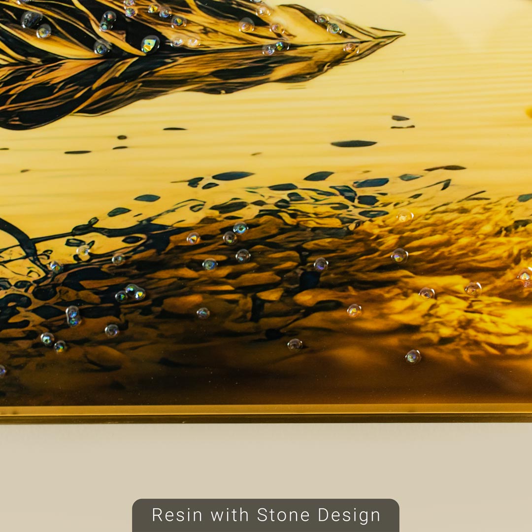 Golden Tree of Life Fantasy Wall Art Frame with Resin Stone Design and Aluminium Frame - Image 7