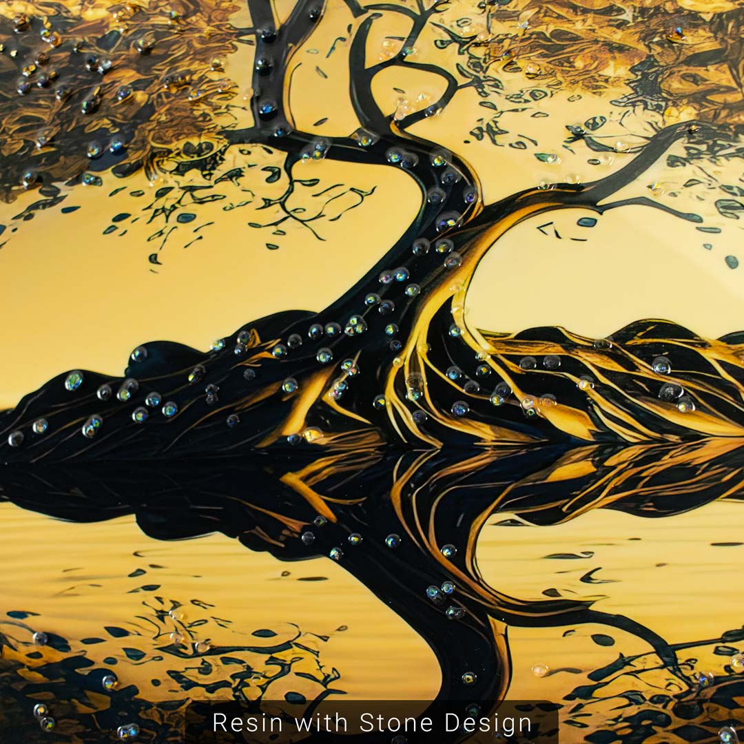 Golden Tree of Life Fantasy Wall Art Frame with Resin Stone Design and Aluminium Frame - Image 10