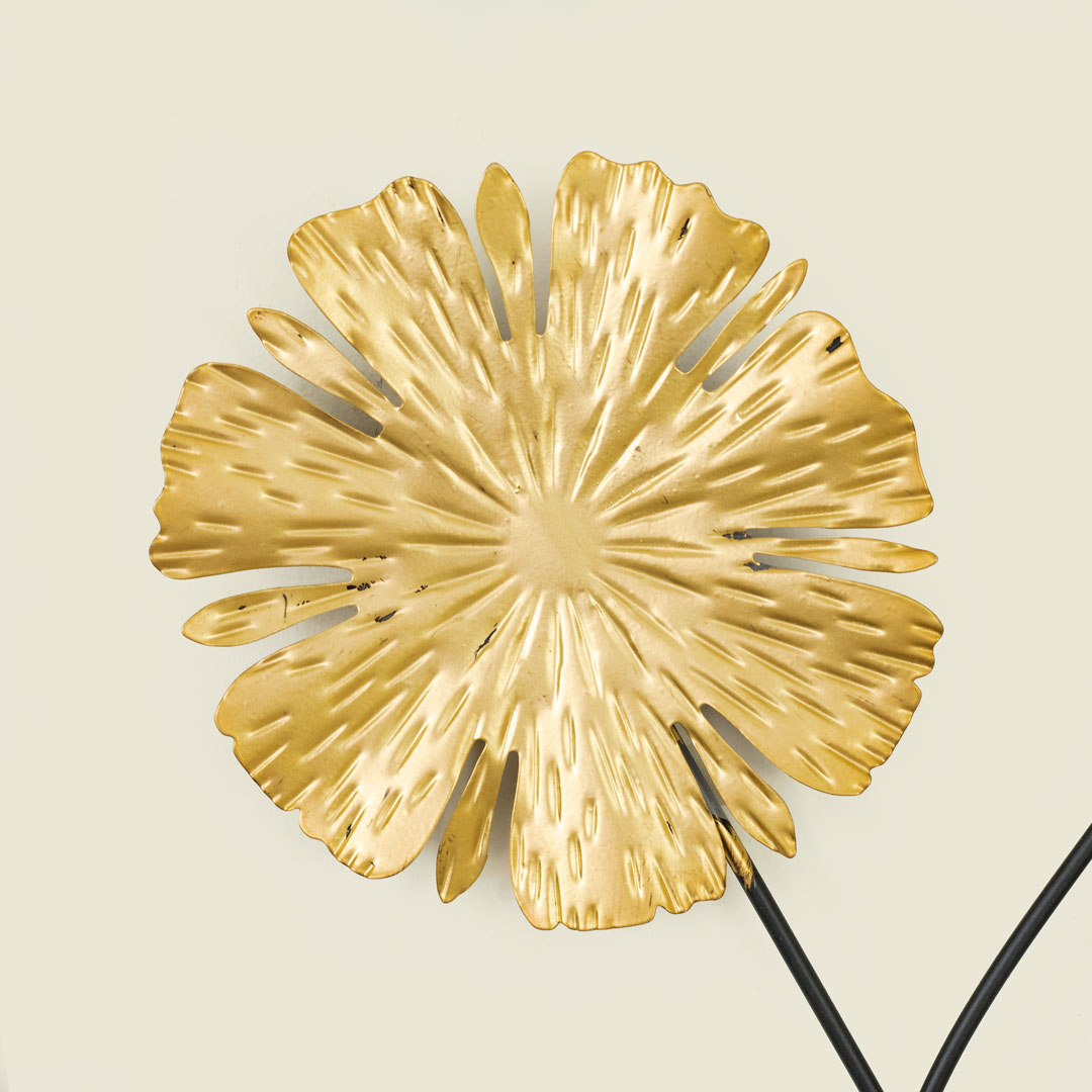 Metal Wall Decor with Golden and Green Color Aquatic Leaf Design - Image 4