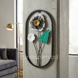 Small Size Metal Wall Decor with Black, White and Green Color Aquatic Design